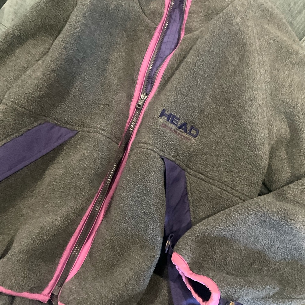 HEAD fleece Gray Jacket with Pink and Purple Accents